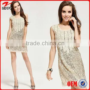 Sequin Dress Fashion Elegant Beige Paillette Sequin Beading Dress Evening Sequin Dress Heavy Beaded Evening Dresses thumbnail-1