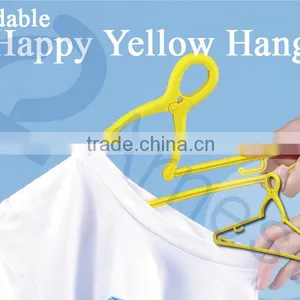 Japanese Household Tool Plastic Hanger Door Hanger Machine Foldable Happy Yellow Hanger 10 Pcs Set Made in JAPAN thumbnail-1