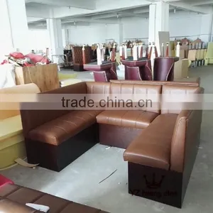Customed u Shape Leather Booth With Lowback Booth YK205 thumbnail-2