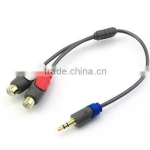 12 Inch 3.5MM Male To 2 RCA Female Jack Stereo Audio Cable Y Adapte thumbnail-1