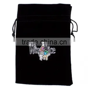 Large 7" x 5" Black Velour Pouch With Drawstring for Dice thumbnail-1