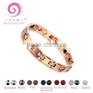New Product Rose Gold Fashion Rhinestone Titanium Women Cubic Zirconia Magnets Cross Germanium Health Bracelet thumbnail-1