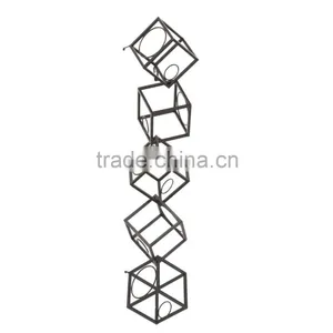 Black Metal Wall Mounted Geometric Wine Rack/Organizer for 5 Bottles thumbnail-1