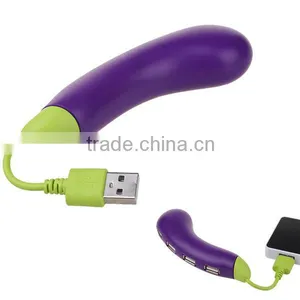 2015 Top Fashion Rushed Usb Hub Charging 1pc Cute Purple Eggplant Hub 4 Port Usb 2.0 Power Adapter For Computer & Networking thumbnail-2