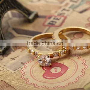 Wholesale Engagement Couple Finger Rings 18k Solid Gold Plated cz Diamonds High Quality Finger Rings More Attractive thumbnail-3