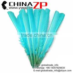 Best Plumage Supplier ZPDECOR Bulk Earrings Dyed Light Blue Turkey Pointers Quill Large Feathers for Sale thumbnail-1
