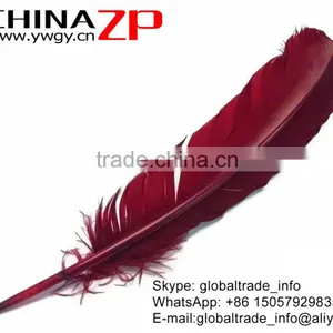 ZPDECOR Elegent Plume Crafts Bulk Sale Dyed Burgundy Solid Color Turkey Feather for Fashion Show thumbnail-3