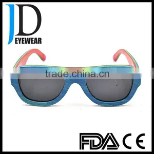 Custom Made Cat 3 UV400 Funny Sunglasses, Fashion Flat Top Aviator Wood Sunglasses thumbnail-1