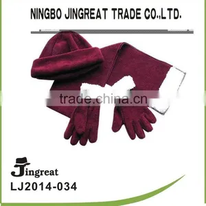 Girls Fleece Set Hat Scarf and Gloves Beret Hat Scarf Gloves thumbnail-1