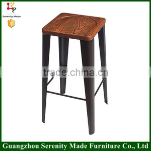 China Cheap Metal Bar Stool Legs With Wooden Seat thumbnail-1