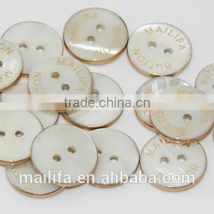 2 Holes Fancy High Quality Plate Gold Japanese Agoya Shell Button With Logo Engraved On thumbnail-2