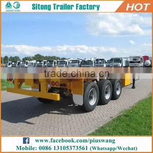 Inexpensive 20ft 40ft Flat Bed Semi-trailer High Quality Semi Tractor Trailer thumbnail-1