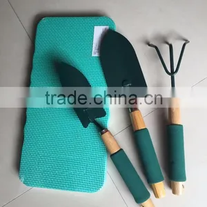 Garden Tool and Knee Pad Set Tools With Wood Handle and Soft Sponge Grip thumbnail-1