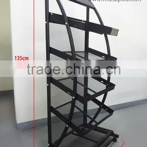 5-tier Solid Metal Floor Diamond Newspaper Display Holder thumbnail-2