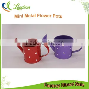 Cheap Modern Style Colorful Garden & Home Decorative Small Mini Custom Teapot Metal Watering Can With White Dot thumbnail-1