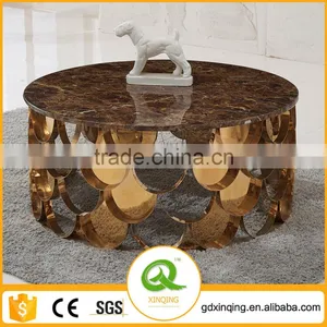 C396 Living Room Rose Gold Furniture Marble Top Coffee Table thumbnail-1