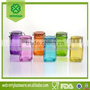 Colorful Glass Storage Jar With Clip Lid thumbnail-1