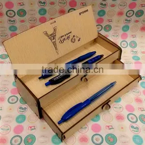 South Korea New Design Double Create Wood Made Pencil Box,student Stationery Case thumbnail-1