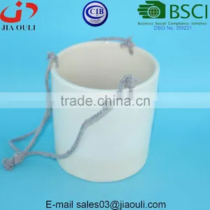 Glazed Ceramic Indoor and Outdoor Rope Hanging Planter Pot thumbnail-5