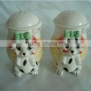 Dog Shape Dolomite Ceramic Salt Pepper Set thumbnail-1