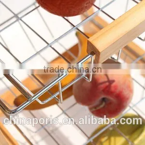 2017 Good Quality Factory Wooden Kitchen Trolley With Three Metal Wire Brackets/ceramic Tile on Top With Drawer and Large Volume thumbnail-3