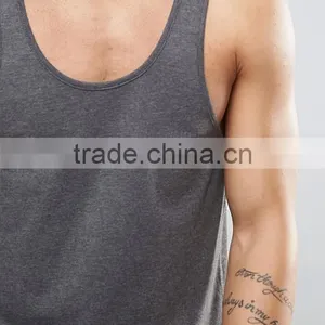 2017 Cheapest High Quality New Design Custom Dark Grey Color Gym Wear Comfortable 100% Polyester Fashion Men's Sport Vest thumbnail-3