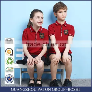 Custom Unisex Summer Red Color Polo School Uniform Shirt thumbnail-1
