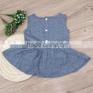 Hot Sale Baby Girl 2017 New Summer Clothes Children Boutique Printing Wholesale Cheap Blue Wave Point Kid Girl Child Dress thumbnail-4