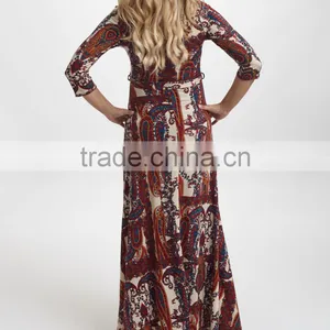 Newest Maternity Dresses With PinkBlush Burgundy Paisley Maternity Maxi Dress Women Wear WD80817-27 thumbnail-2