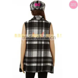 FACTORY Wholesale Plaid Flowy Vest thumbnail-4