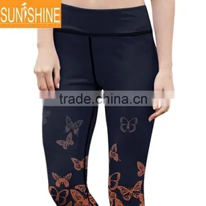 2017 Fashion Design Sportswear Black With Red Butterfly Printing Yoga Clothes For Women thumbnail-4