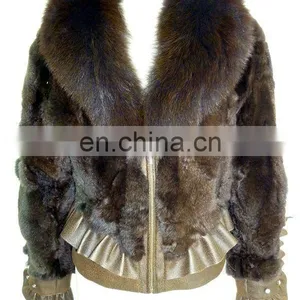 HK104 Ladies Raccoon Dog Fur Coat thumbnail-1