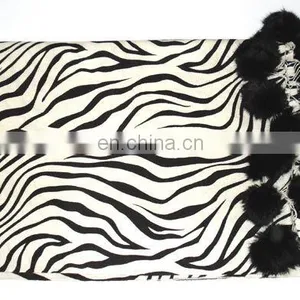 Paiseley Design Shawls With Fur Balls thumbnail-5