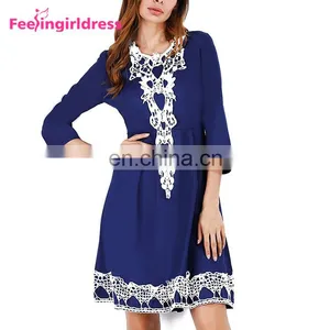 Fashion Lady Clothing Women Casual Long Sleeve Ladies Knee Length Dress thumbnail-2