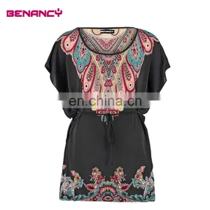 Tie Waist Paisley Multi Color Plus Size Women Ethnic Tunic thumbnail-1