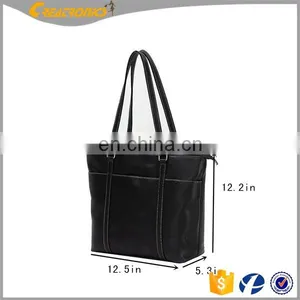 Lady Black Tote Bags With Custom Printed Logo Women's Handbags Leather Custom Tote Bag Cross Felt Leather Laptop Bag thumbnail-6