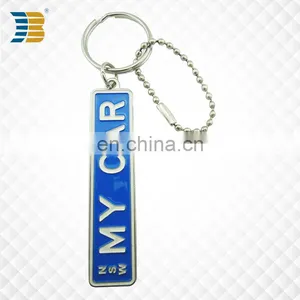 Rectangle Soft Enamel Custom Metal Keychain With Stainless Steel Beads thumbnail-1