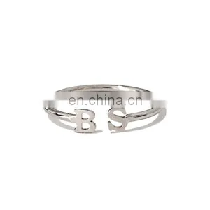 Yiwu Factory New Arrival Silver Plated Alphabet Letter Finger Ring Design thumbnail-1