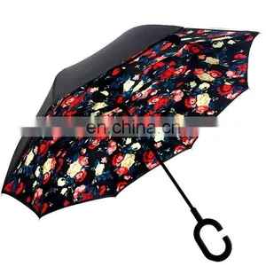 Top Quality Customized Rain Fashion C Handle Inverted Umbrella thumbnail-3