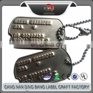 Wholesale Cheap Ball Chain Type Custom Metal Antique Embossed Military Pet ID Tag thumbnail-1