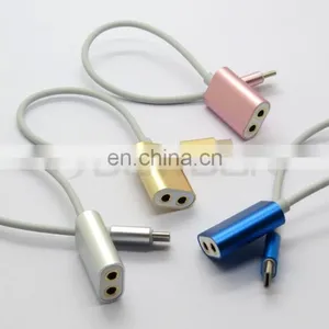 Metal Type C USB C Male to Dual 2 3.5mm Female Splitter Audio Cable thumbnail-5