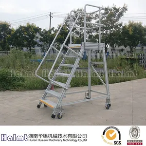 Portable Warehouse Aluminum Ladder With Platform thumbnail-1