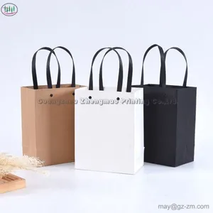 100% Recyclable and Compostable Wholesale Paper Tote Gift Bags Kraft With Handles thumbnail-1