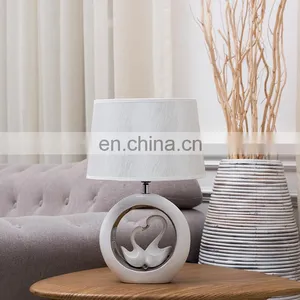 Novel Gift Item Love Theme Custom Swan Shape Ceramic Modern Nordic Table Lamps for Hotel Home Decor thumbnail-1