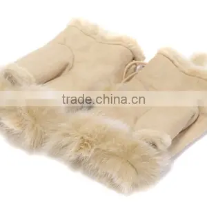 2015 Winter New Double Face Sheepskin Fingerless Glove thumbnail-3