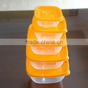 Popular 5 Pcs Set Square Plastic Food Storage Container With Color Box thumbnail-3