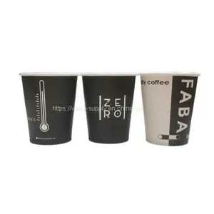 Custom Printed Compostable 8oz Single Wall Paper Cups Tea Coffee Cold Drink Biodegradable Paper Cups thumbnail-1