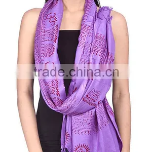 Stole Om Print Yoga Hindu Spiritual Rayon Dupatta Scarf Scarves Wholesale Amazon FBA Suplier thumbnail-1