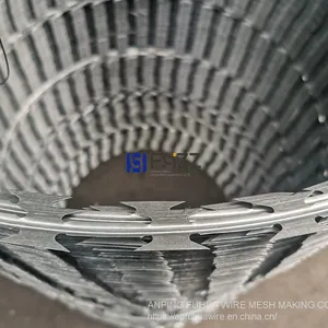 Galvanized Razor Wire Concertina Coil Size BTO-30 Razor Barbed Wire Combat Wire Round thumbnail-2