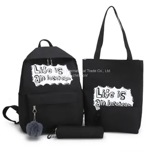 Women Letters Print Girls USB Charge Backpack Cheap Luggage & Bags thumbnail-4